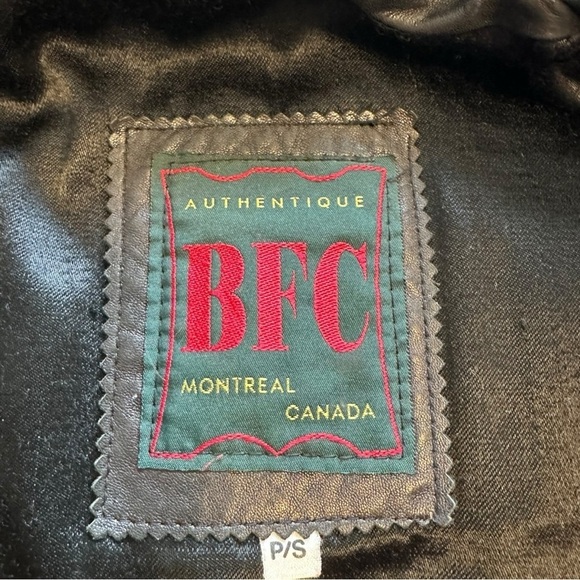 BFC Montreal Canada Vintage Leather Moto Jacket Zip Up Black Jacket - Size Small - Picture 7 of 16